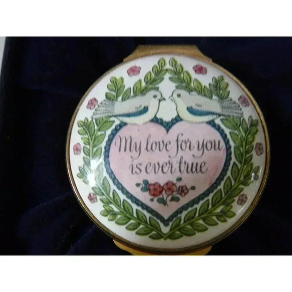 Enamel Box, Halcyon Days, St. Valentines Day 1980, Snuff Pill Jewelry Trinket - Picture 3 of 4